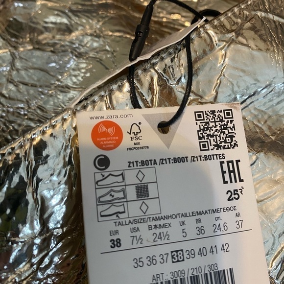 Zara NWT golden metallic high heel knee high boot - Picture 6 of 6